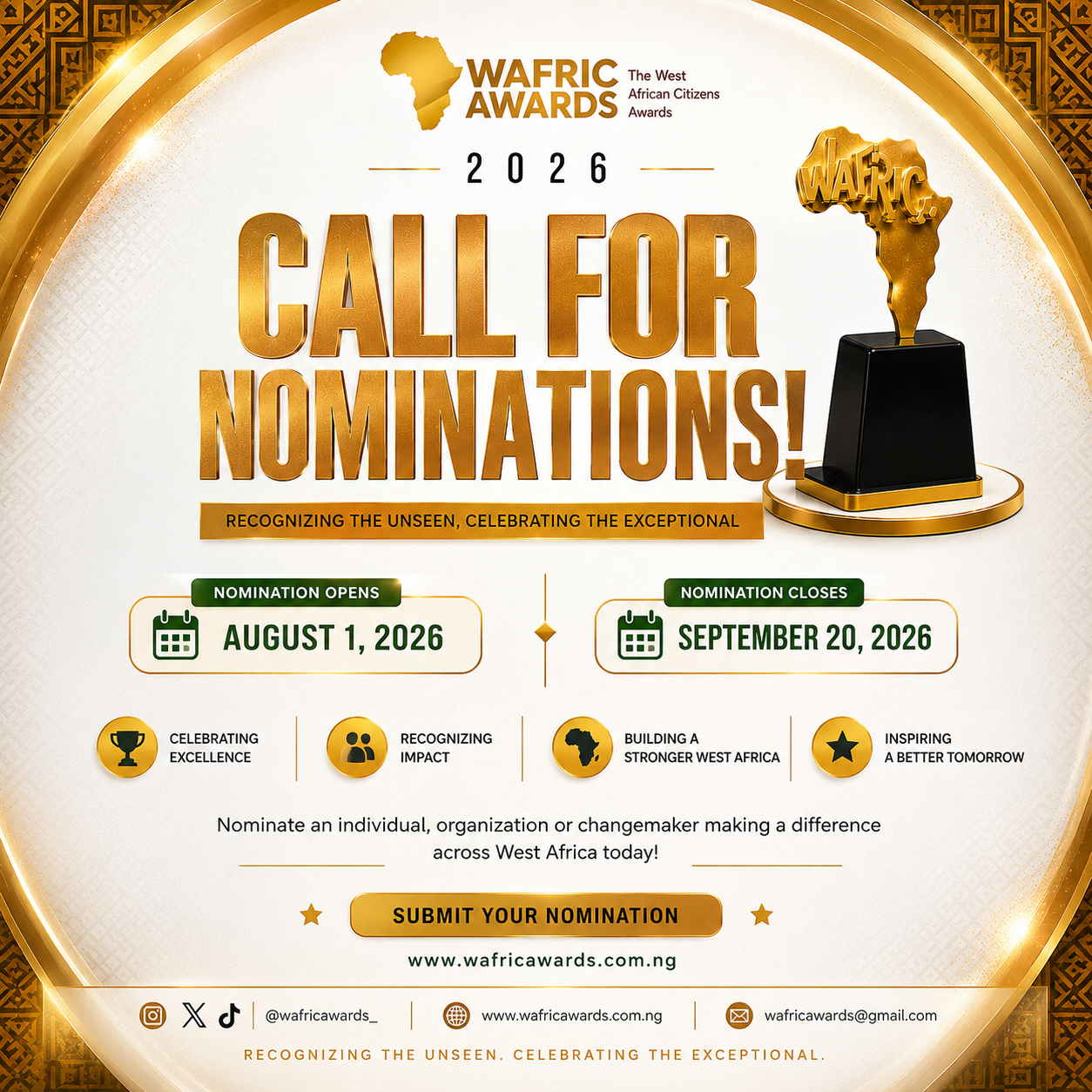 5th Edition Wafric Awards West African Citizens Awards Nomination Opens